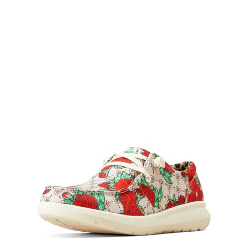 10047021 ARIAT WOMEN'S HILO LOAFER - SIZE: WOMEN 7.5 ROSE LOGO PRINT - Brand New