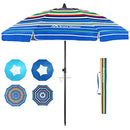 Brace Master 8.5ft Beach Umbrella - BlueRed Stripe with Table,8.5ft - Like New