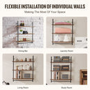 VEVOR INDUSTRIAL PIPE SHELF 3 TIER WALL-MOUNT FLOATING RUSTIC WOOD - BLACK - Like New