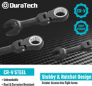 DURATECH Stubby Flex-head Ratcheting Combination Wrench Set, 8-piece - Black - Like New