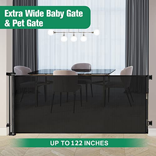 KISKIZ MOM'S CHOICE AWARDS WINNER 122" EXTRA WIDE BABY GATE PET GATES - BLACK Like New