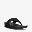 FITFLOP LULU TOE-POST SANDALS WOMEN'S BLACK GEO-WEBBING SLIP SIZE: 7 - BLACK MIX - Brand New