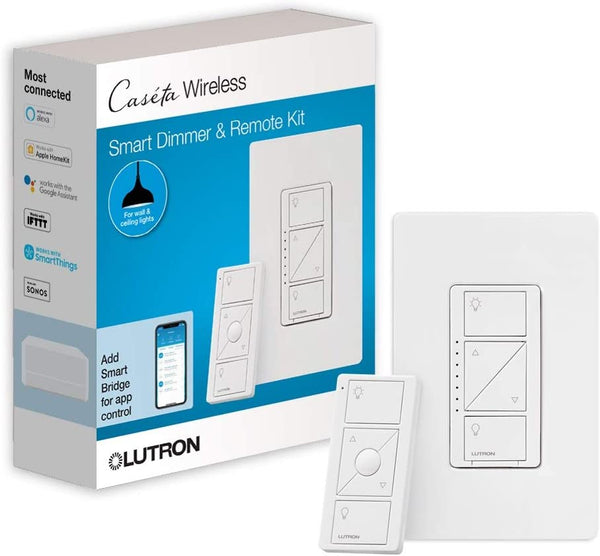 LUTRON CASETA WIRELESS LAMP DIMMER & REMOTE ‎P-PKG1W-WH - WHITE New