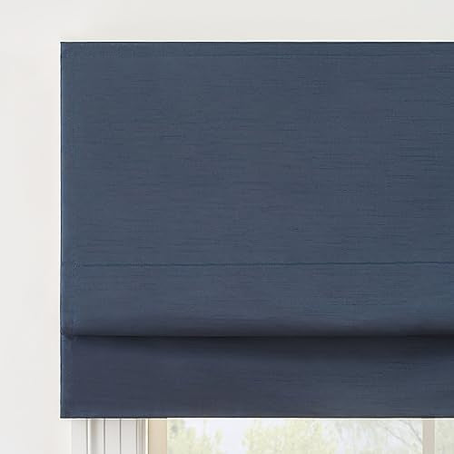 ECLIPSE FAUX SILK ROMAN WINDOW CORDLESS 100% BLACKOUT 36X64 - INDIGO - Like New
