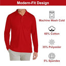 GALAXY BY HARVIC LONG SLEEVE MEN'S PIQUE POLO SHIRT SIZE MEN L RED - Brand New