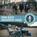 CLEVERMADE SEQUOIA FOLDING BACKPACK CHAIR; 5 RECLINE POSITION - BLACK - Brand New