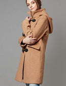 Escalier Women Wool Coat Hoodie Winter Classic Duffle Toggle Pea Coats Camel M - Like New