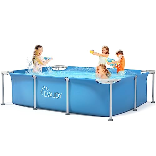 EVAJOY EJ-HF046 85in x 23in x 59in Metal Frame Swimming Pool - BLUE/GRAY - Like New
