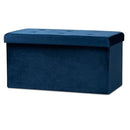 Baxton Studio Castel Navy Blue Velvet Fabric Upholstered Wood Storage Ottoman - Brand New