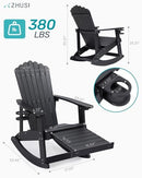 ZHUSI Adirondack Rocking Chair Outdoor Retractable Ottoman, 1PC BLACK - Like New