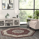 Masada Masada Rugs 5'x5' Traditional Octagon Area Rug in Burgundy - Design B404 - Brand New