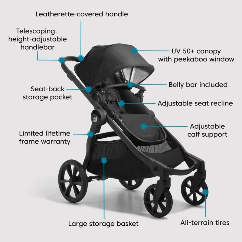 BABY JOGGER CITY SELECT 2 SINGLE-TO-DOUBLE MODULAR STROLLER - FROSTED IVORY - Like New