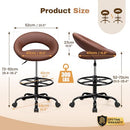BESTFAIR DRAFTING CHAIR WITH BACK HEIGHT ADJUSTABLE ROLLING STOOL - BROWN - Like New