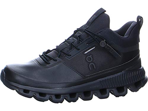 ON RUNNING WOMENS CLOUD HI WATERPROOF TEXTILE SYNTHETIC TRAINERS ALL BLACK- 6 Like New