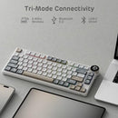 RK ROYAL KLUDGE N80 LOW PROFILE MECHANICAL KEYBOARD W/SMART DISPLAY - SANDY GRAY - Like New