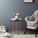 HollyHOME Tray Metal End Table, Sofa Table Small Round Side Tables - Brick Red - Brand New
