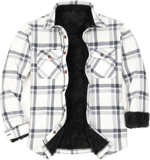Z190625 ZENTHACE Men's Warm Sherpa Lined Fleece Plaid Flannel Jacket ICE 3XL New