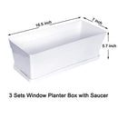 YOUNGEVER 3 PACK 15 INCH PLASTIC WINDOW BOX PLANTER, USES, OPTIONS - WHITE - Like New