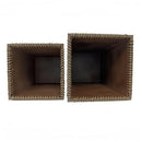 Merciown Leather Trash Can Wastebasket Wooden Leather Trash Bin Brown-2 Pack - Brand New