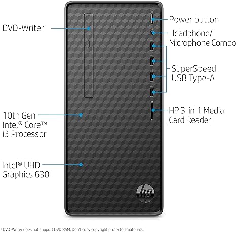 HP DESKTOP I3-10100 8GB 1TB HDD UHD GRAPHICS 630 M01-F1033WB - BLACK Like New