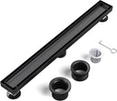 GENERIC 24 INCH LINEAR SHOWER DRAIN MATTE BLACK WITH TILE INSERT COVER - BLACK - Brand New