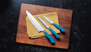 DURA LIVING EcoCut 3-Piece Kitchen Knife Set High Carbon Blades - LIGHT BLUE - Brand New