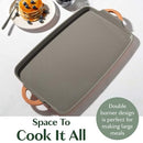 Goodful All-in-One Double Burner Griddle, Ceramic Nonstick, 18" x 11",Terracotta - Like New
