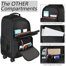 MATEIN ROLLER BACKPACK 18 INCH LARGE TRAVEL LAPTOP BAG 4 WHEELS - BLACK - Like New