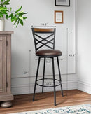 KATDANS Brown Swivel Bar Stools Set of 2, Adjustable Seat Height Bar Stools - Like New