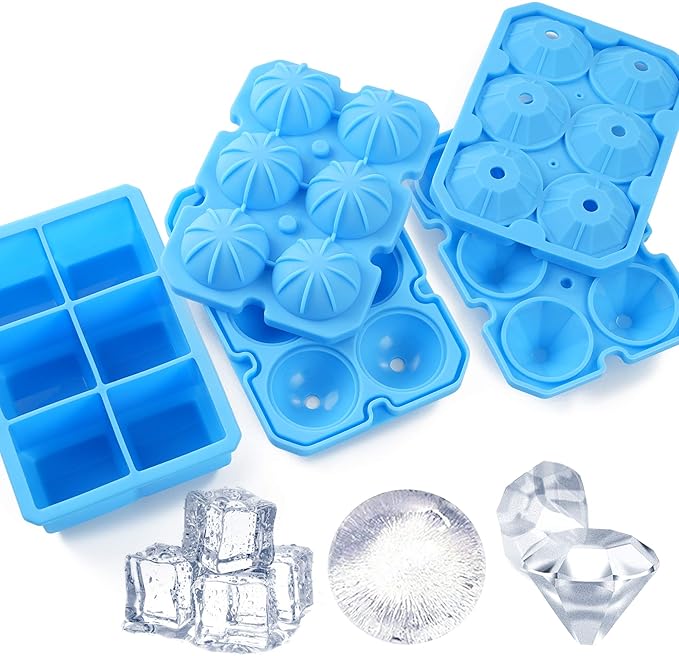 Meidong Ice Cube Trays 3 Pack Food-Grade Silicone Ice Cube Trays - Blue Like New