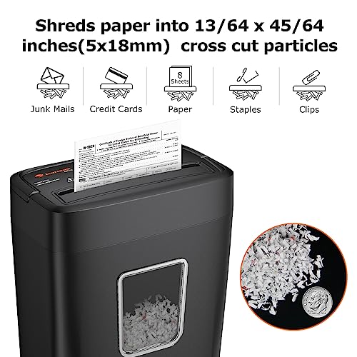 Bonsaii C261-C 8-Sheet Cross Cut Paper Shredder Credit Cards/Mail/Staples/Clips - Like New