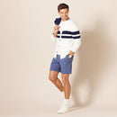 AMAZON ESSENTIALS MENS SLIM-FIT 7 STRETCH CHINO SHORT SIZE 34 DARK BLUE - Brand New