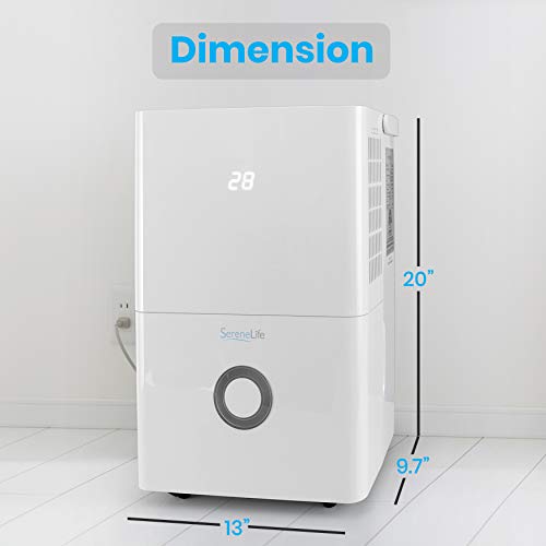SereneLife 50-Pint Electric Home Compact Dehumidifier - SLDEHU50 - White - Like New