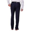 HAGGAR MEN'S E-CLO REPREVE STRIA FLAT FRONT DRESS PANT - 36W X 34L, 411 NAVY - Brand New