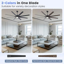 NEWDAY 72" CEILING FAN LIGHTS REMOTE LIBRARY 6-SPEED WHISPER DC MOTOR - BLACK - Like New