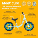 RETROSPEC CUB TODDLER 12" BALANCE BIKE, NO PEDAL KIDS BICYCLE - POWDER BLUE - Brand New