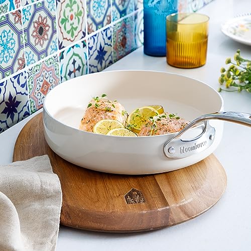 Bloomhouse 12 Piece Aluminum Pots and Pans Cookware Set - Oat White - Like New