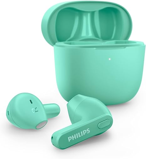 PHILIPS True Wireless Headphones IPX4 Water Resistance T2236GR - MINTY GREEN Like New