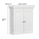 Elegant Home Fashions Stratford Removable 2 Door Wall Cabinet - White - Brand New