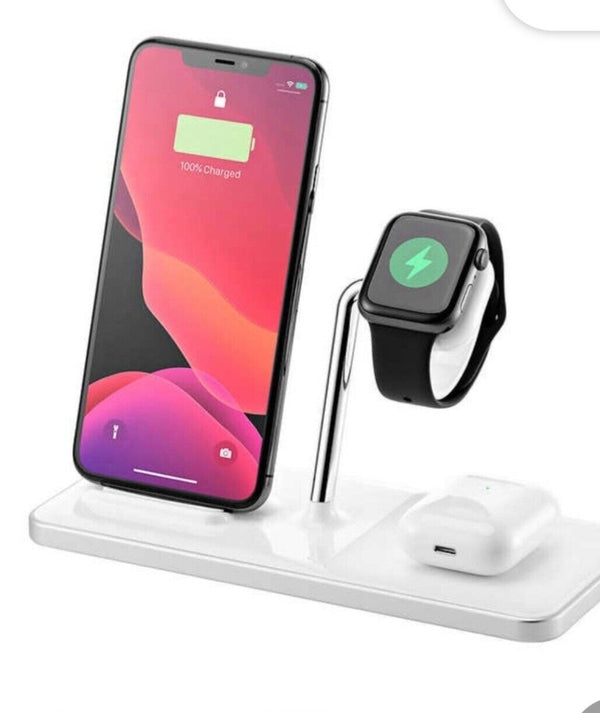 Ubiolabs 3-in-1 Wireless Charging Stand Qi Compatible AWC1070AW - WHITE Like New