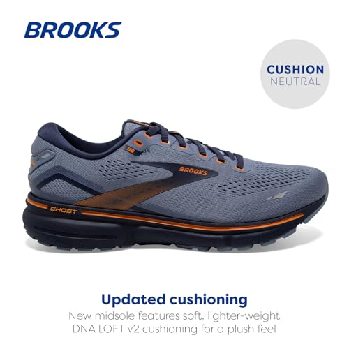 BROOKS MEN'S GHOST 15 NEUTRAL RUNNING SHOE FLINTSTONE/PEACOAT/OAK SIZE 10.5 - Like New
