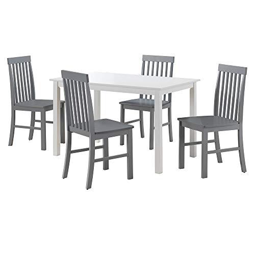 WALKER EDISON 4 PERSON MODERN FARMHOUSE WOOD DINING TABLE, SET OF 4 - GRAY/WHITE - Like New