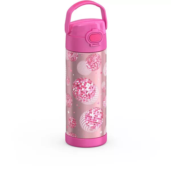 THERMOS 16OZ STAINLESS STEEL FUNTAINER WATER BOTTLE WITH BAIL HANDLE, PINK DISCO - Brand New