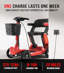 GLASHOW S3 MOBILITY SCOOTER SENIORS 25 MILES , 6 MPH MAX, 265LBS LOADING - RED - Like New