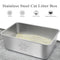 PTWAA Stain Resistant Cat Litter Box High Side Cats Toilet Metal KITTEN - SILVER - Like New