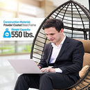 SereneLife Brown Wicker Rattan Egg Chair with Washable Cushions SLGZ0EGBL - Like New