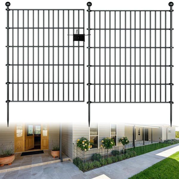 RICHMEN 10 PANELS GARDEN FENCE DOG OUTDOOR YARD VARIOUS CONTROL - BLACK - Like New