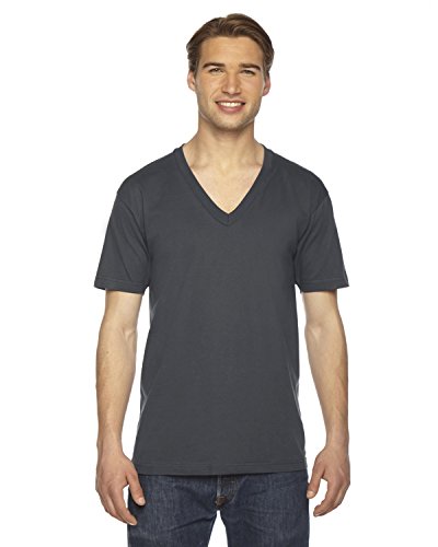 AMERICAN APPAREL UNISEX FINE JERSEY SHORT-SLEEVE V-NECK - SIZE: XL - ASPHALT - Like New