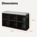 AMAZON BASICS SHOE STORAGE BENCH CUSHION 6 CUBBIES ADJUSTABLE BLACK - BLACK - Like New