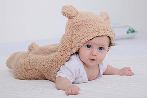 XMWEALTHY Cute Newborn Baby Boys Girls Blankets Plush Swaddle Blankets Brown - Like New